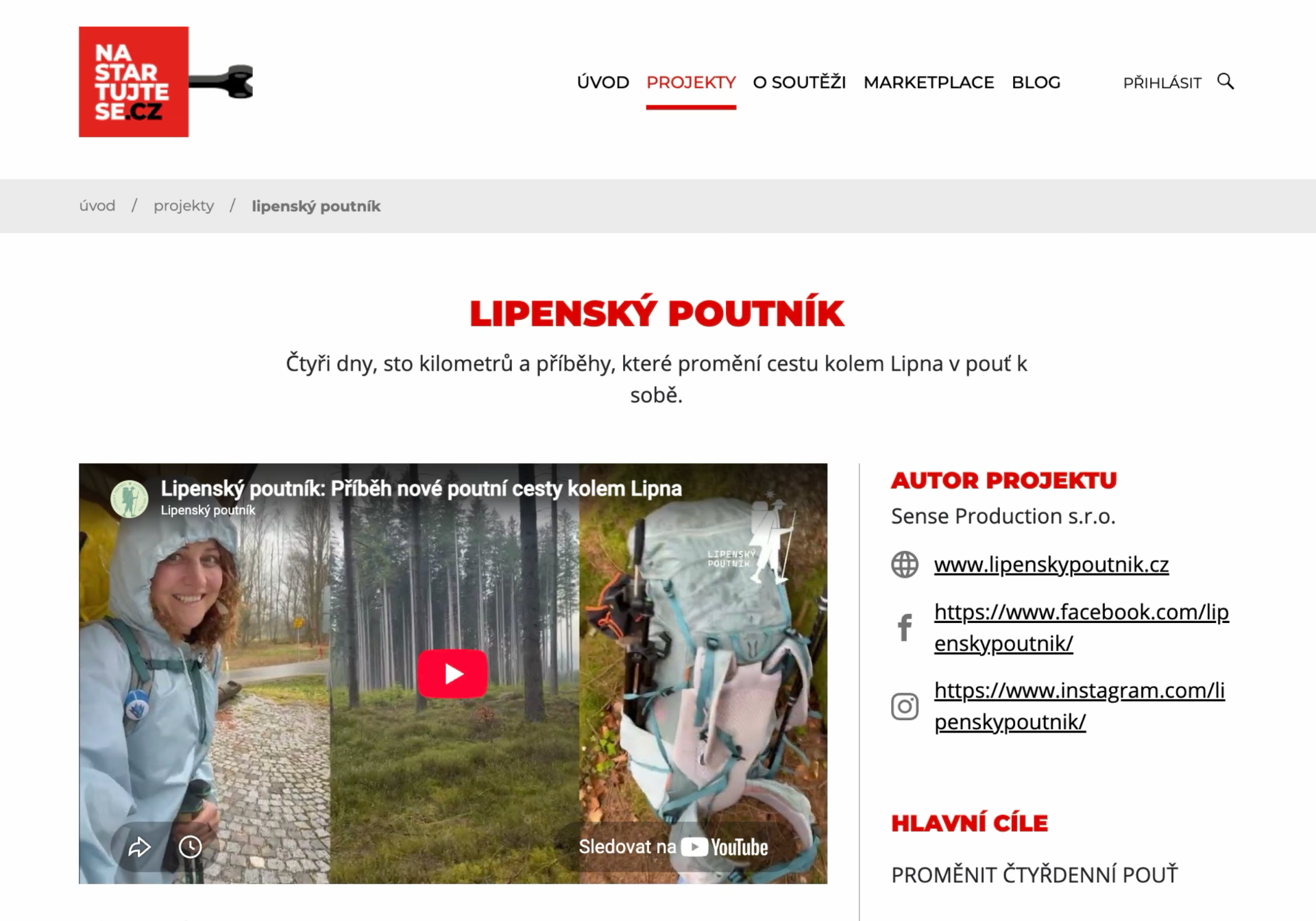 Ukázka projektu v soutěži Nastartujte se.