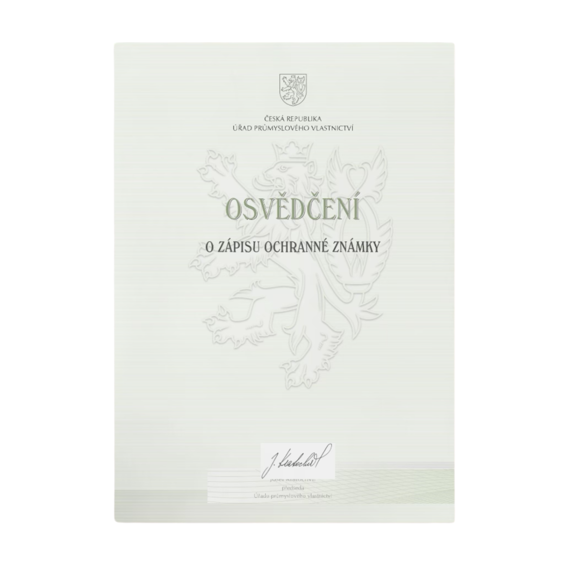 Osvědčení o zápisu ochranné známky Lipenský poutník®.